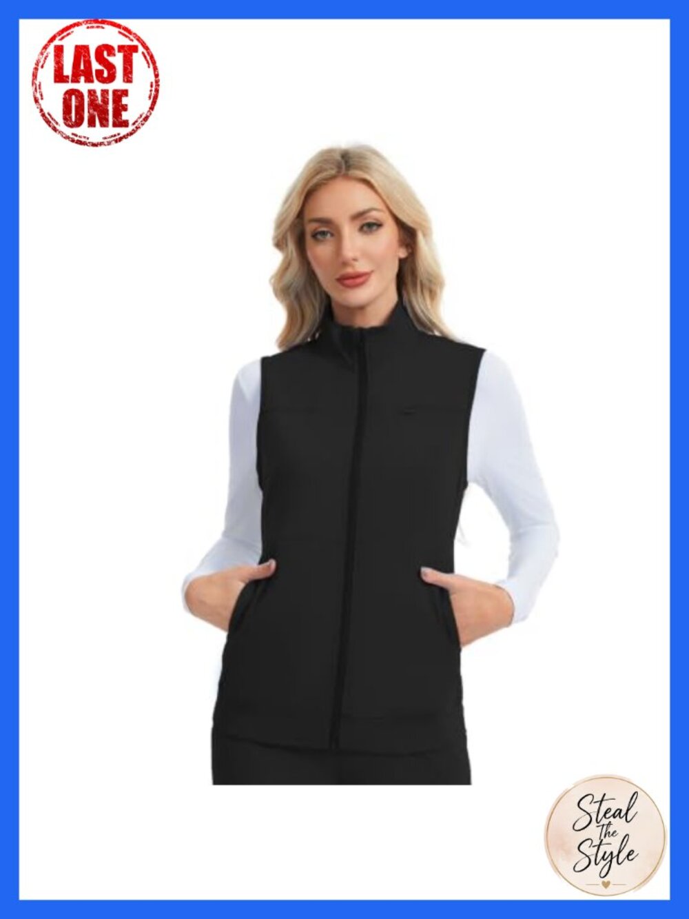 Women's Scrub Vest Stretch Nursing Zip Lightweight with Pocket